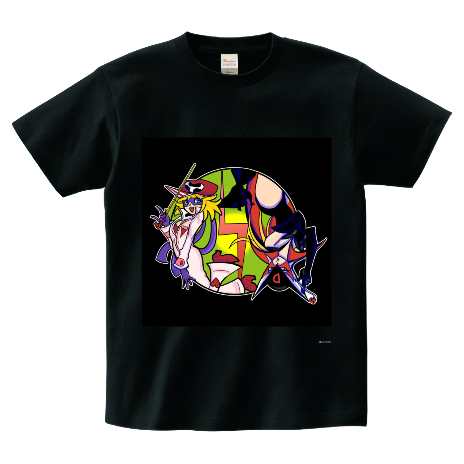 nijiiro ヤッターマン／ドロンジョ様・ヤッターマン2号 Tシャツ【black